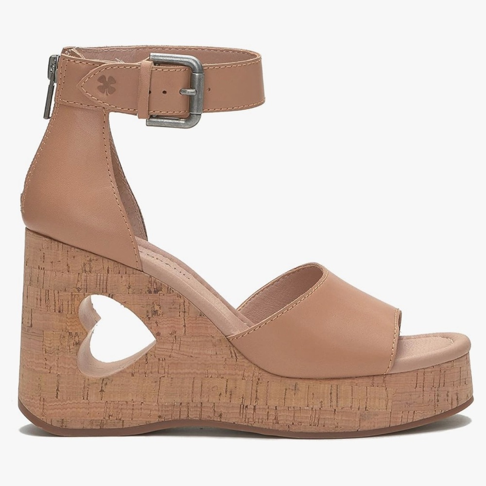 LUCKY BRAND Himmy Heart Sculpted Boho Wedge Sandal Coquette Aesthetic